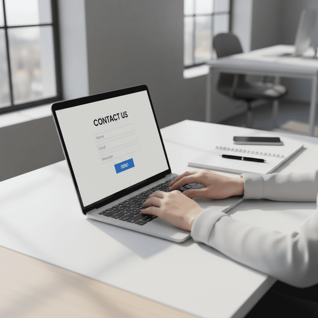 Professional reaching toward phone contact screen